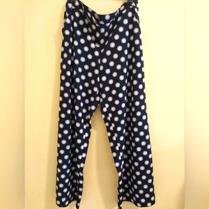 Navy Blue Polka Dot Wide Leg Pants